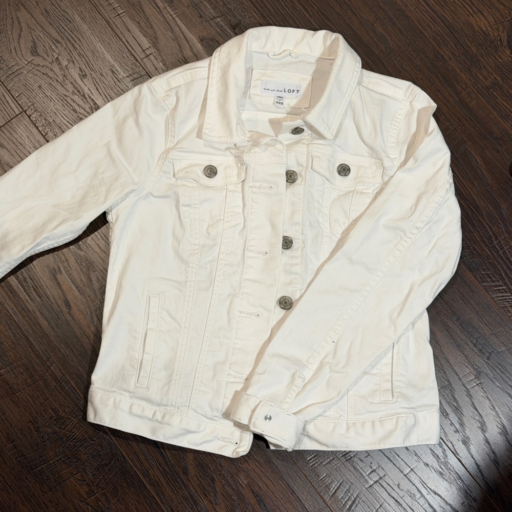 White Ann Taylor Loft Denim Jacket